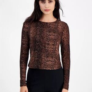 Bar III Long Sleeve Python Top